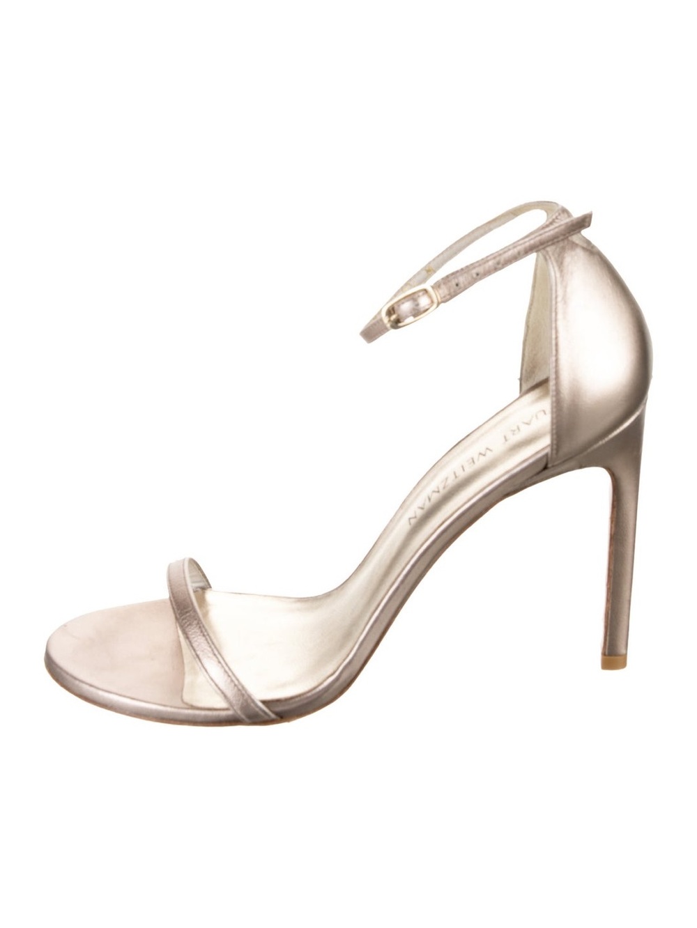 Stuart Weitzman Metallic Nudist Ankle-Strap Sandals